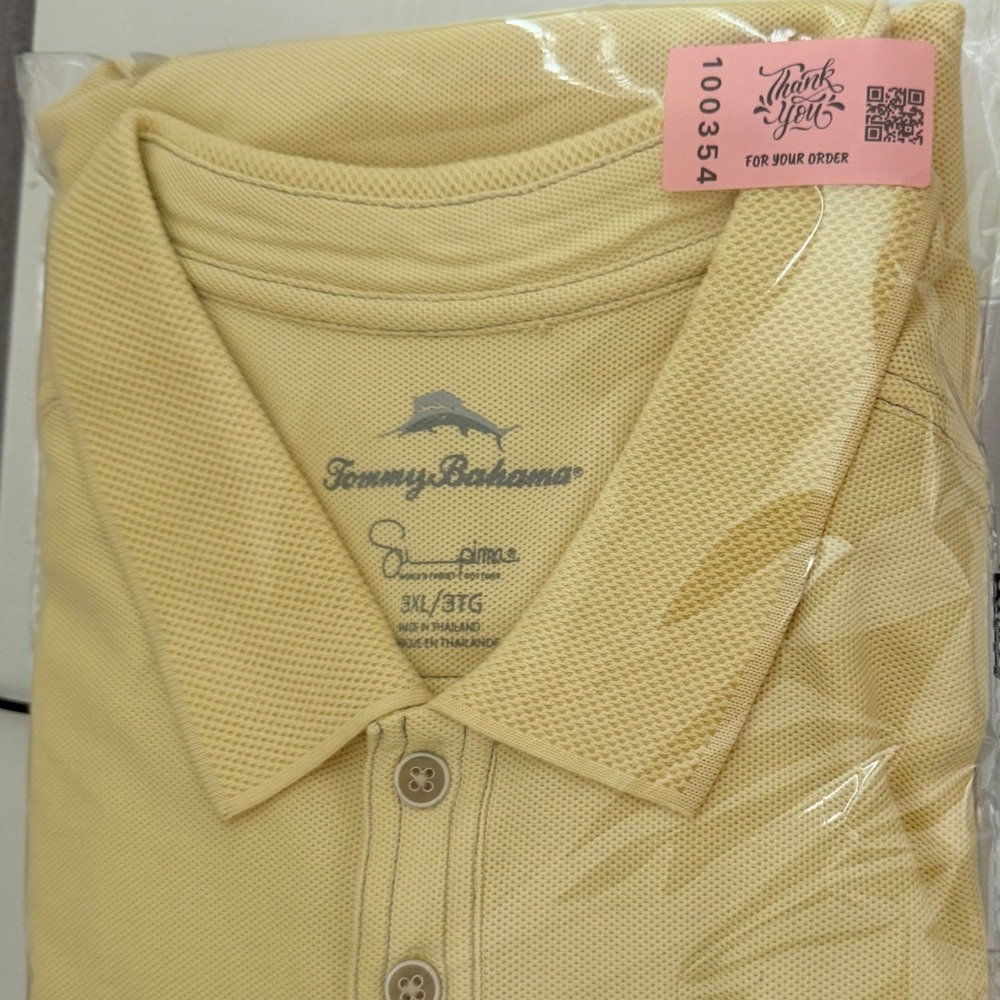 Tommy Bahama Polo Shirt Mens 3XL Yellow Excellent Supima Cotton Marlin Logo - Picture 12 of 12